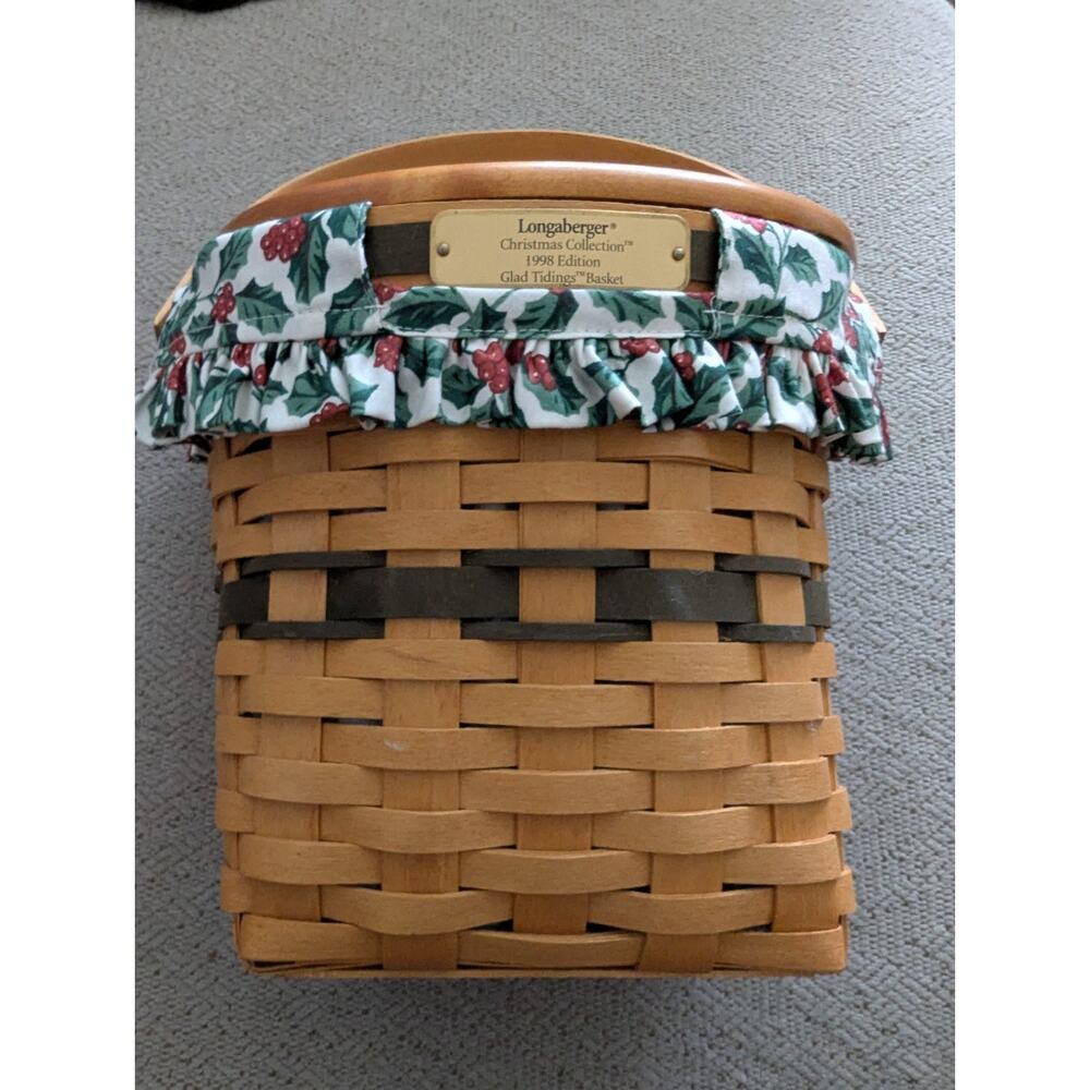 Longaberger Christmas Collection 1998 Glad Tidings Basket/Liner, Protector & Lid